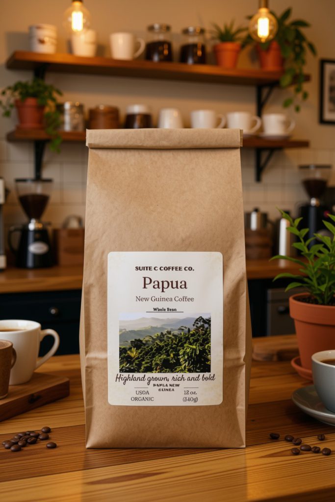 New Guinea Coffee whole bean 12 ounce bag